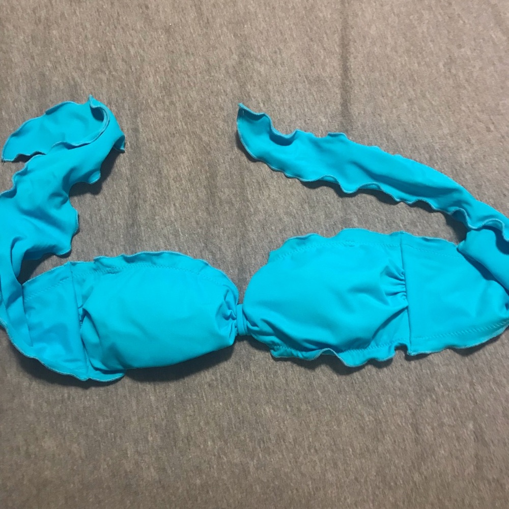 Victoria’s Secret strapless blue swim top